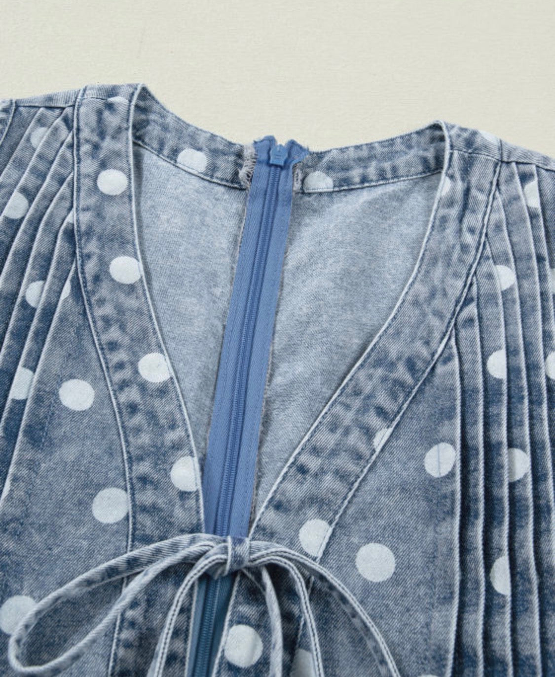 Polka Dot Denim Romper