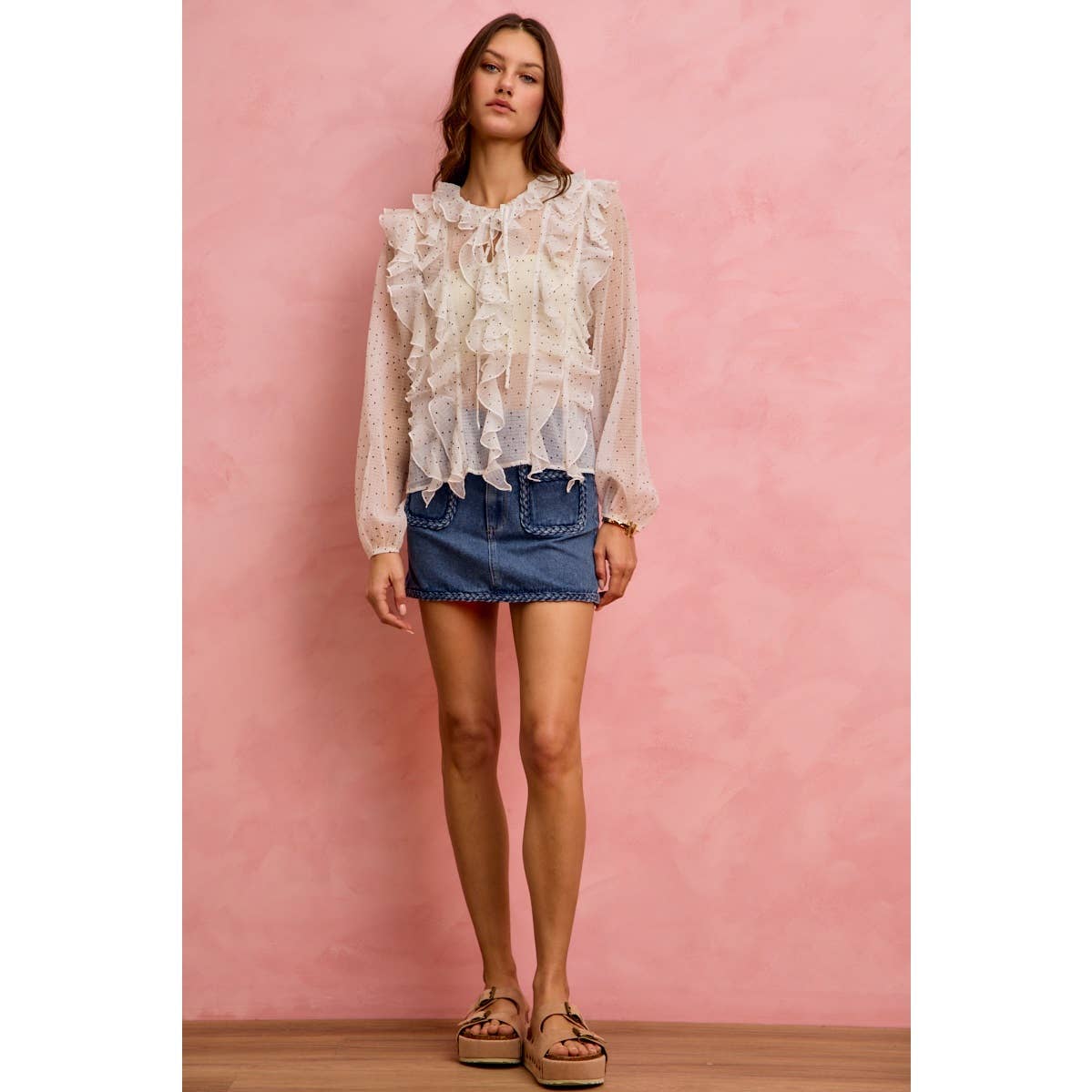 Blue Jean Belle Braided Pocket Mini Skirt