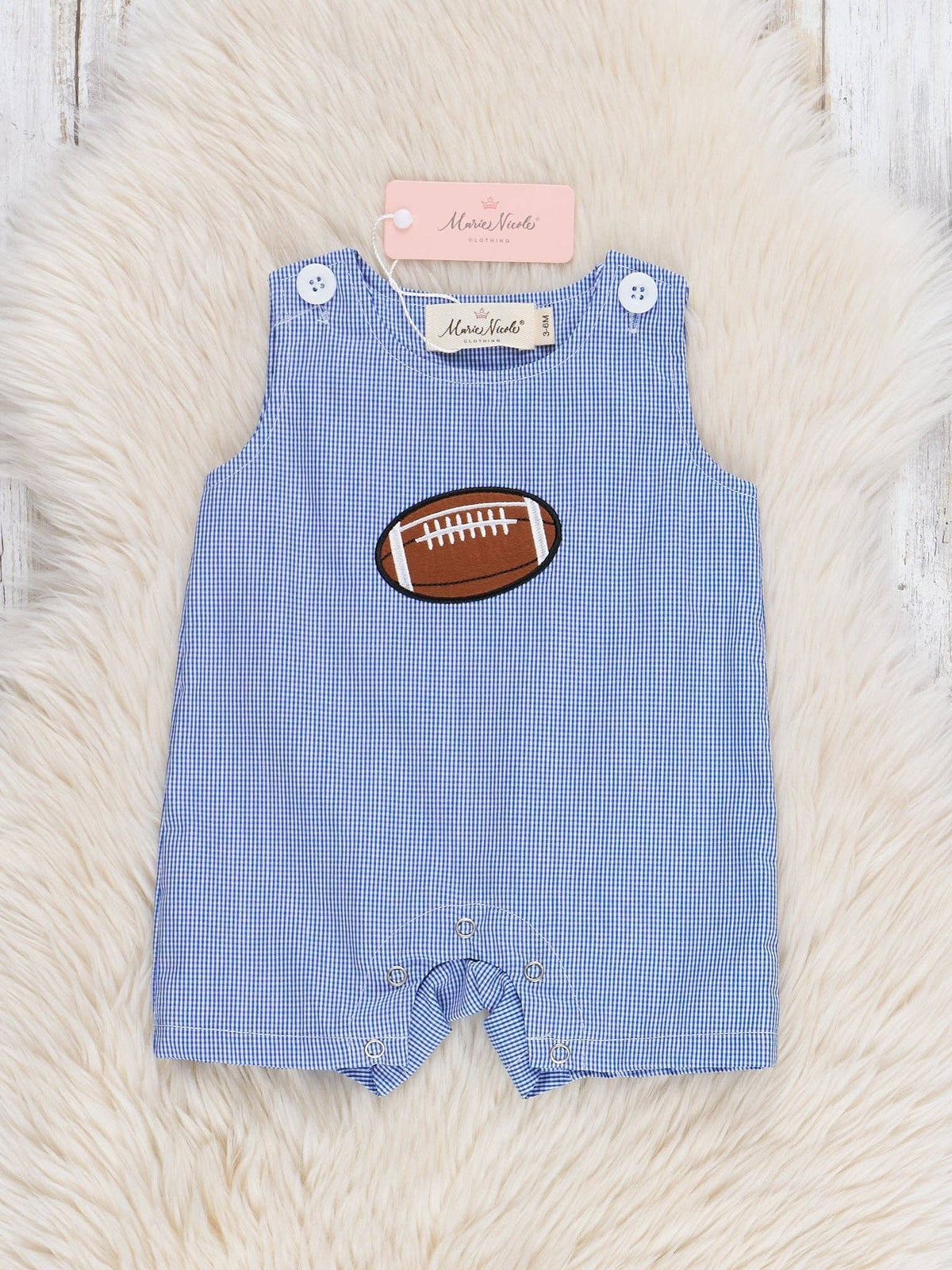 Blue Stripe Cotton Embroidered Football Johnny