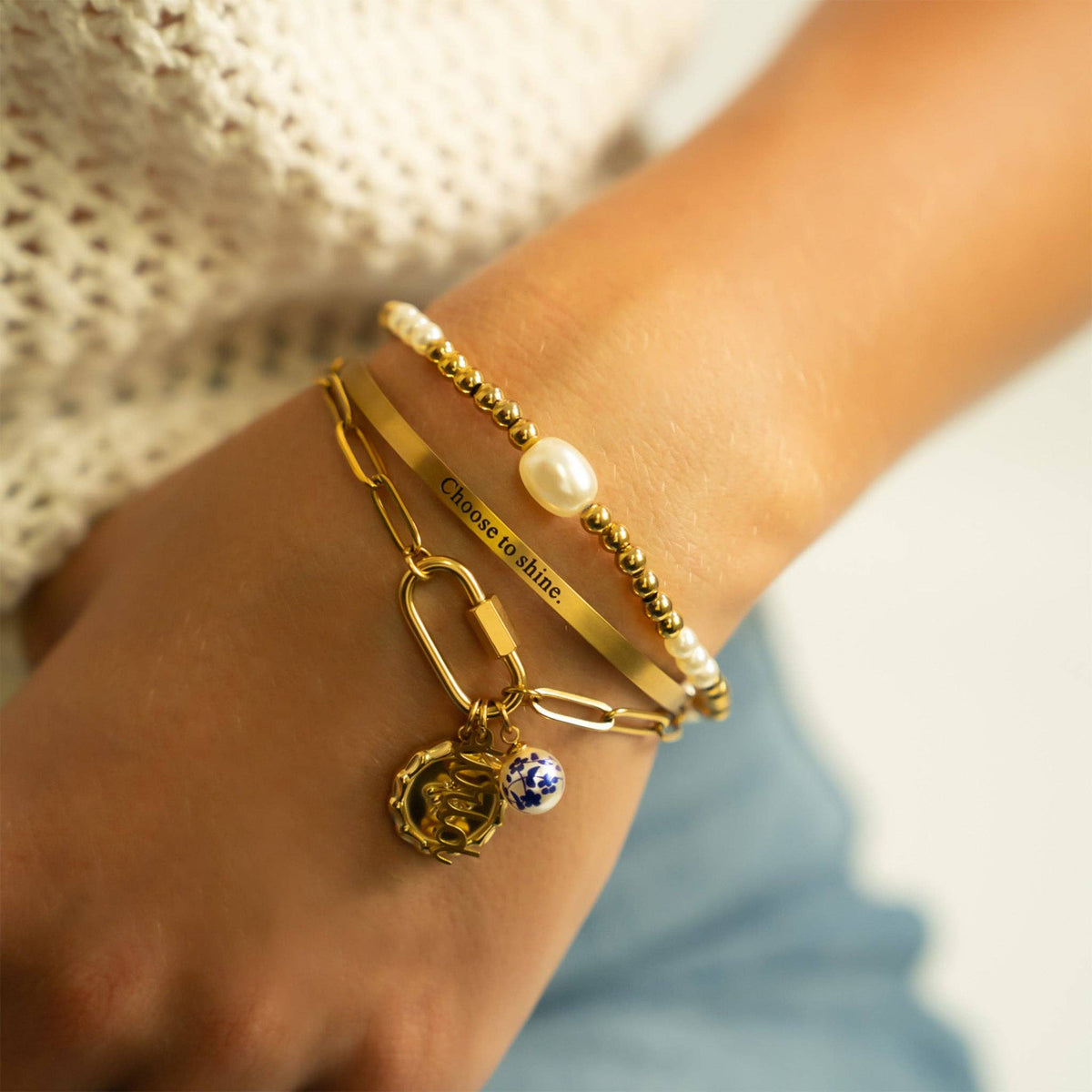 "Choose to Shine" Engraved Bangle Bracelet