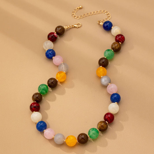 Color Me Happy Glossy Beaded Chain Necklace