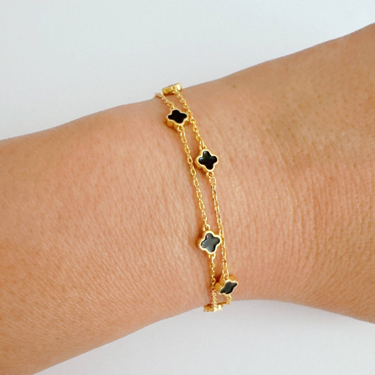 Petite Clover Layered Chain Bracelet