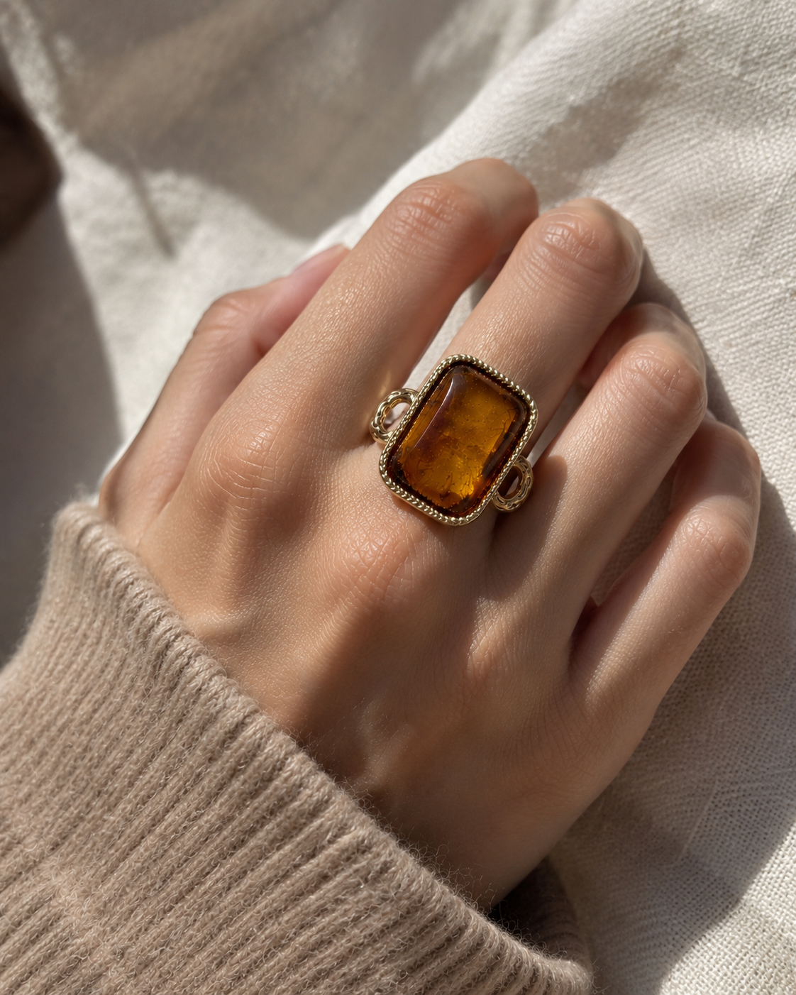 Vintage Framed Resin Stone Statement Ring