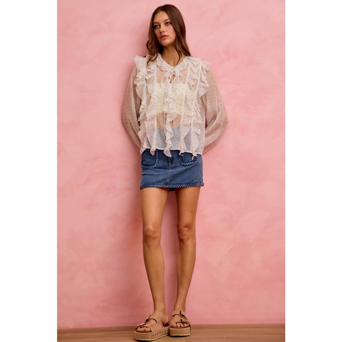 Blue Jean Belle Braided Pocket Mini Skirt
